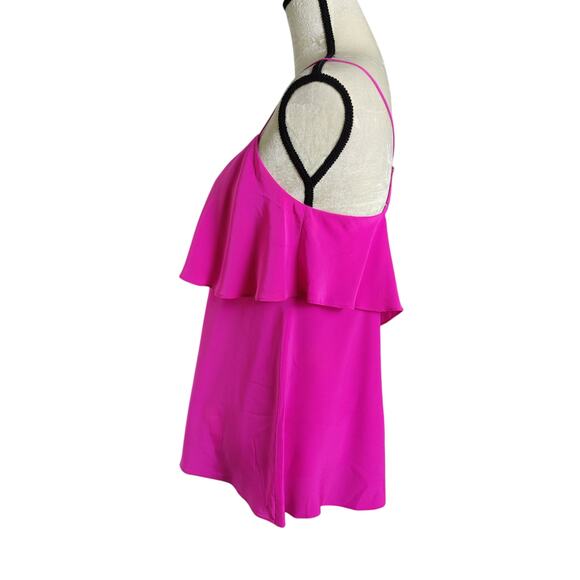 Lilly Pulitzer Women's Sz M Tiered Sunset Top 100% Silk Mambo Pink Flowy Tank - Picture 3 of 6